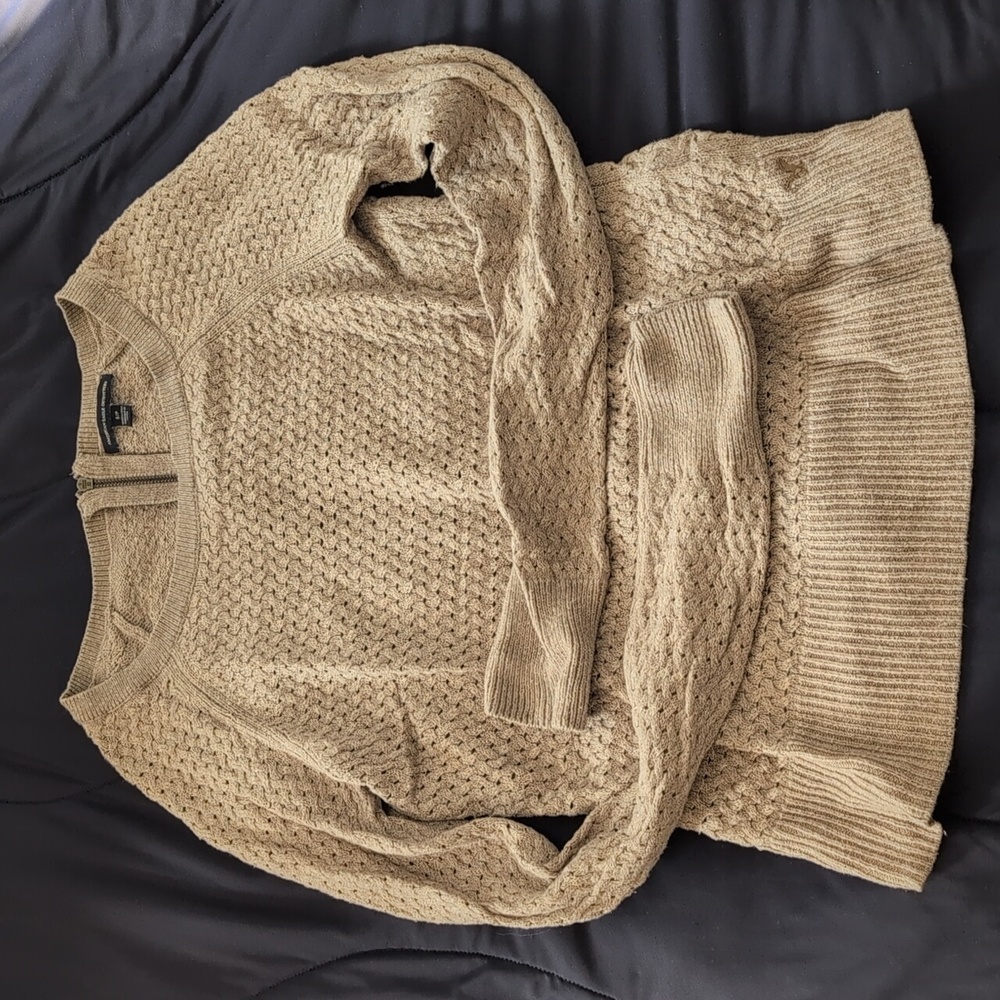 American Eagle Outfitters Beige Cable Knit Sweater